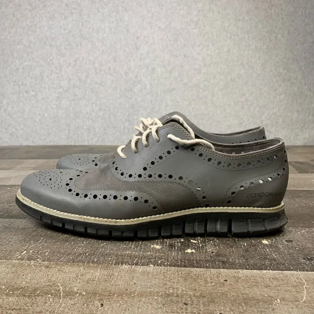 Cole Haan Zerogrand Men’s Size 9.5 Athletic Wingtip Oxford Shoes Grey Leather